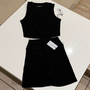 WeWoreWhat Black Sleeveless cotton Top and matching biker shorts